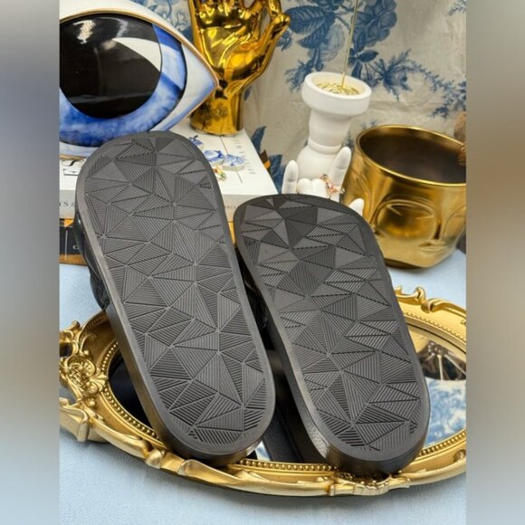 🆕 KURT GEIGER LONDON 🧿 NWOB Meena Eagle Drench Slide, All Black - Sz 38.5 US 8 - Picture 12 of 12